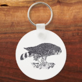 Illustratie van Sparrow Hawk op knoptoetsenbord Sleutelhanger (Voorkant)