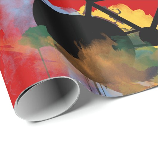 illustratie van stadscyclus - kunst cadeaupapier (Rol Hoek)