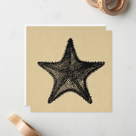 Illustratie van stervis Ocean Art Starfish Notitiekaartje (Voorkant / Achterkant in situ)