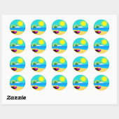 Illustratie van strandvakantie ronde sticker (Vel)
