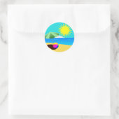 Illustratie van strandvakantie ronde sticker (Tas)