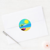 Illustratie van strandvakantie ronde sticker (Envelop)