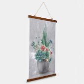 Illustratie van succulenten in pot hangend wandkleed (Gebogen)