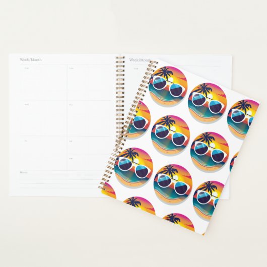 Illustratie van Sunset Beach met zonnebril Planner (Display)