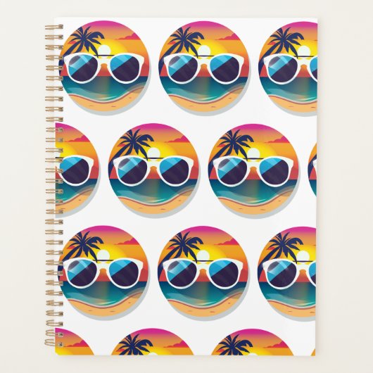 Illustratie van Sunset Beach met zonnebril Planner (Voorkant)