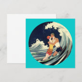 Illustratie van surfergeliefden die zoenen vintage (Voorkant / Achterkant)