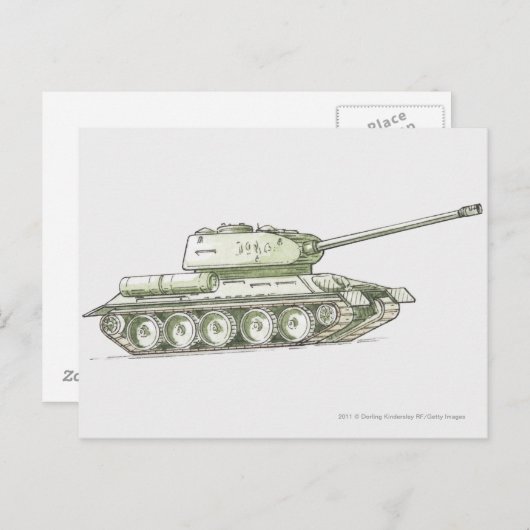 Illustratie van tank briefkaart (Voorkant / Achterkant)