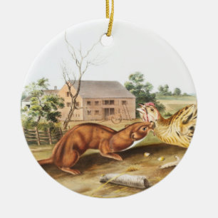 Illustratie van Tawny Weasel (Putorius fuscus) Keramisch Ornament