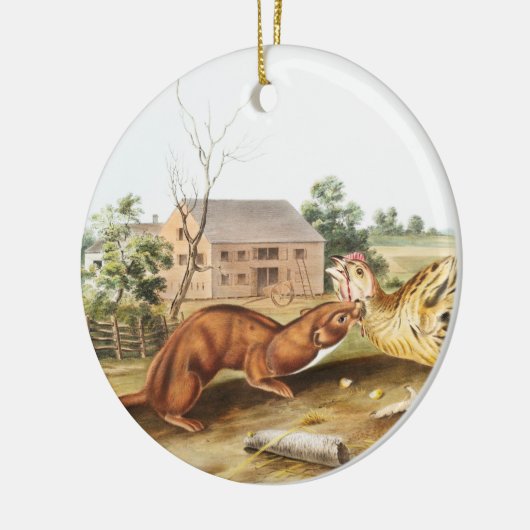 Illustratie van Tawny Weasel (Putorius fuscus) Keramisch Ornament (Links)