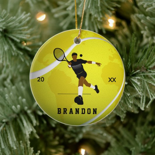 Illustratie van Tennis Player & jongens Kinder naa Keramisch Ornament (Boom)