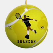 Illustratie van Tennis Player & jongens Kinder naa Keramisch Ornament (Achterkant)