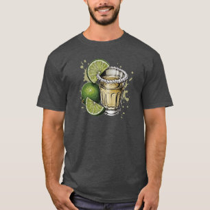 Illustratie van Tequila Shot met Zoutrand en Limoe T-shirt