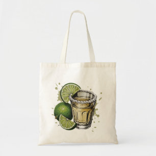 Illustratie van Tequila Shot met Zoutrand en Limoe Tote Bag