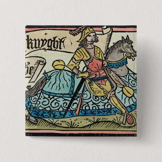 Illustratie van "The Canterbury Tales" Vierkante Button 5,1 Cm (Voorkant)