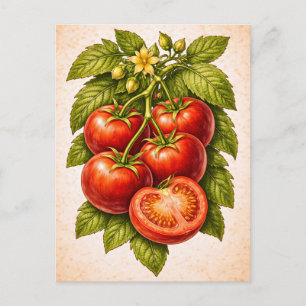 Illustratie van tomaten in vintage botanische stij briefkaart