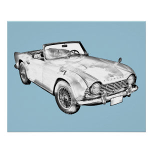 Illustratie van Triumph Tr4 sportwagen Perfect Poster
