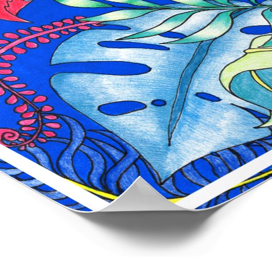 Illustratie van Tropische aanraking en Oerwoud-ops Poster (Hoek)