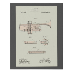 Illustratie van  Trumpet-patenten Imitatie Canvas Print