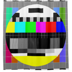 illustratie van tv zonder signaal terug in retro s douchegordijn