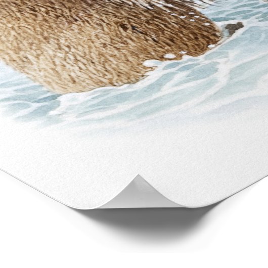 Illustratie van twee bruine Beren die in water vec Poster (Hoek)