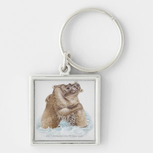 Illustratie van twee bruine Beren die in water vec Sleutelhanger