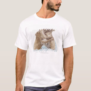 Illustratie van twee bruine Beren die in water vec T-shirt