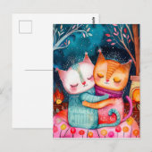 Illustratie van twee katten die knuffelen in een g briefkaart (Voorkant / Achterkant)