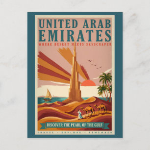 Illustratie van UAE Kameel Burj Khalifa Reis Kunst Briefkaart