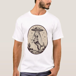 Illustratie van UFO-ontvoering van woestijn hond T-shirt