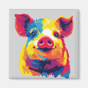 Illustratie van varkensportret waterverfschilderij magneet