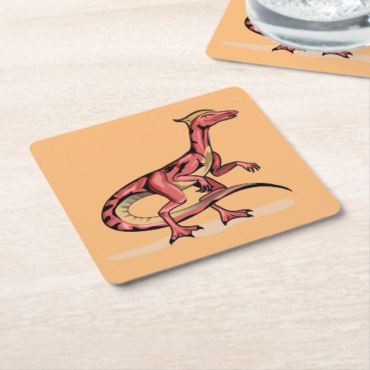 Illustratie van velociraptor. kartonnen onderzetters (Schuin)