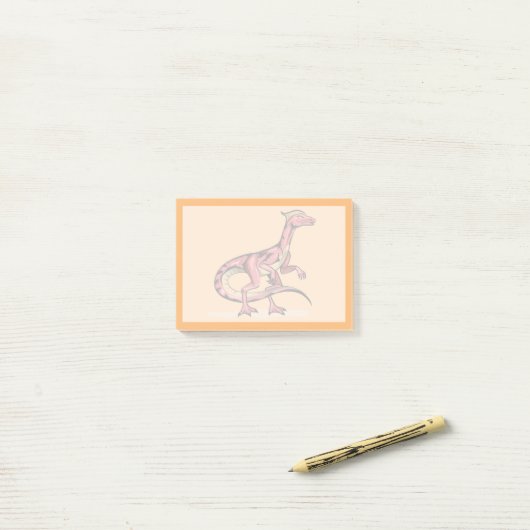Illustratie van velociraptor. post-it® notes (Op bureau)