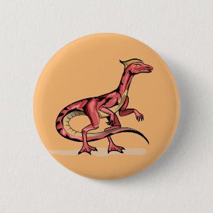 Illustratie van velociraptor. ronde button 5,7 cm