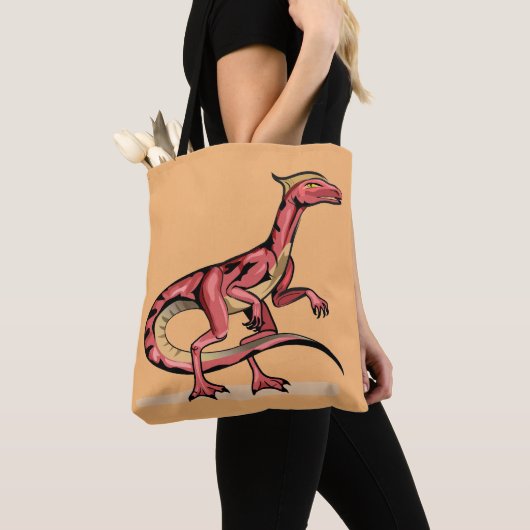 Illustratie van velociraptor. tote bag (Dichtbij)