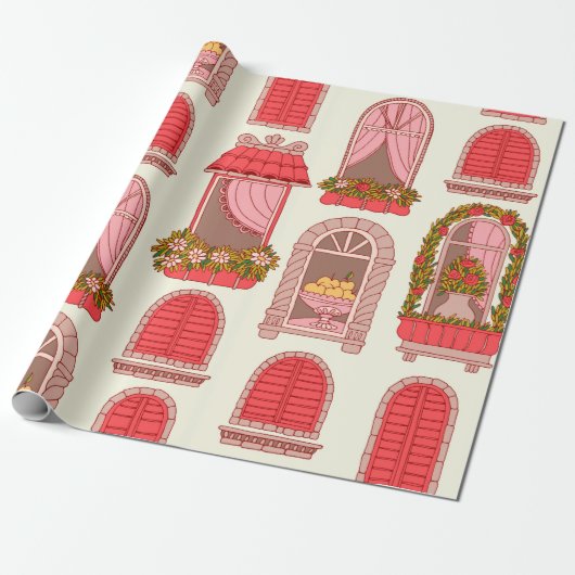 illustratie van vensterpatroon cadeaupapier (Uitgerold)
