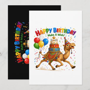 Illustratie van verjaardagsfeest met kameel kaart