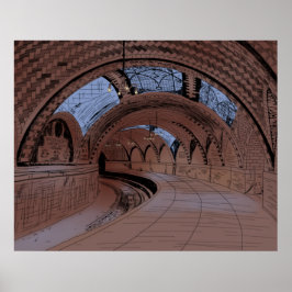 Illustratie van verlaten City Hall metrostation Poster