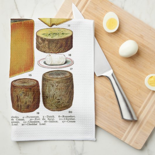  illustratie van Victoriaans kaasvariëteiten Theedoek (Quarter Fold)