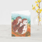 Illustratie van vier jonge egels kaart (Gele Bloem)