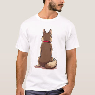 Illustratie van vintage achteraanzicht van husky-h t-shirt