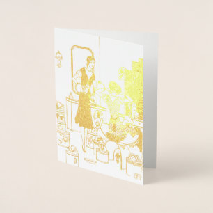 Illustratie van vintage Art Deco hoedenwinkel uit  Folie Kaarten