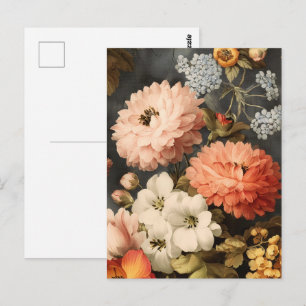 Illustratie van vintage bloemen met gemengde bloes briefkaart