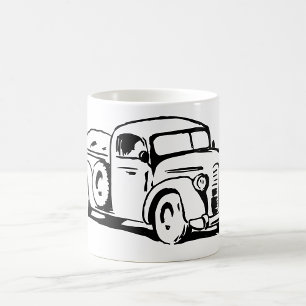 Illustratie van vintage boerderij pick-uptruck koffiemok