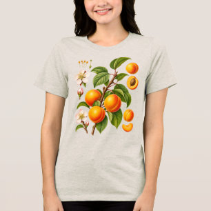 Illustratie van Vintage Botanische Abrikoos Tri-Blend Shirt