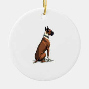Illustratie van vintage boxerhond van achteren Bru Keramisch Ornament