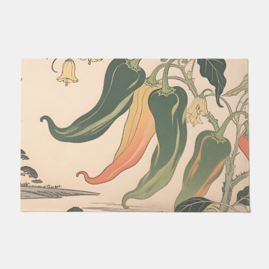 Illustratie van vintage chilipeper deurmat (Voorkant)