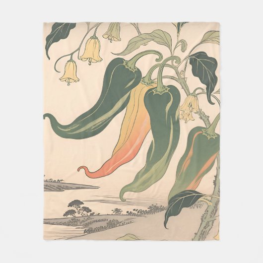 Illustratie van vintage chilipeper fleece deken (Voorkant)