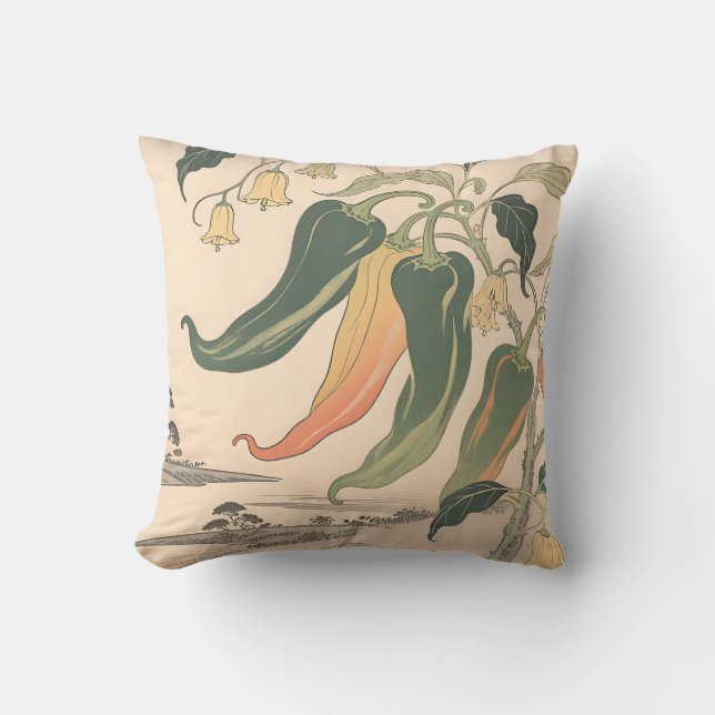 Illustratie van vintage chilipeper kussen (Voorkant)