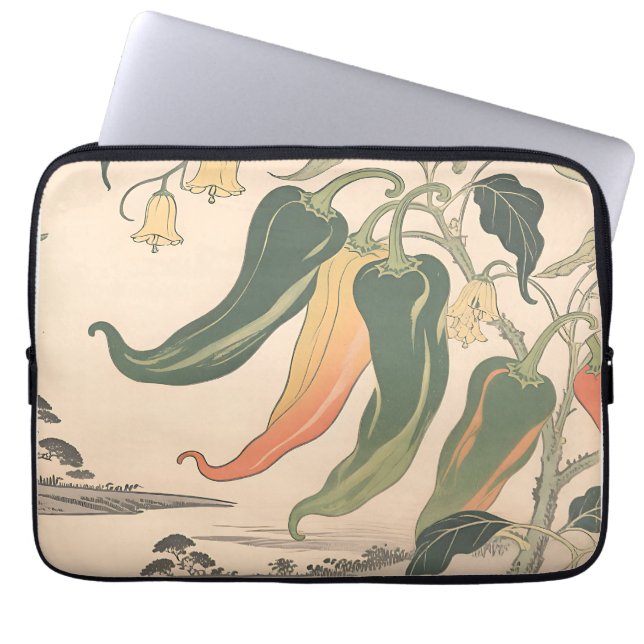 Illustratie van vintage chilipeper laptop sleeve (Voorkant)