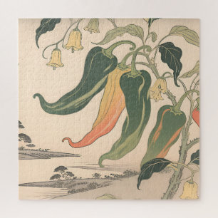 Illustratie van vintage chilipeper legpuzzel